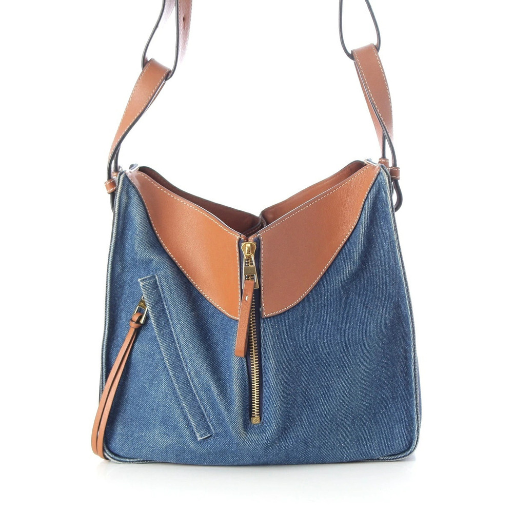 Loewe denim leather hammock handbag Indigo Blue brown